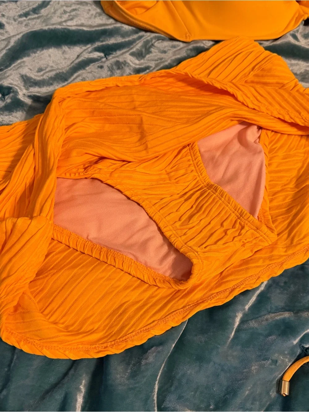 Coco Reef Bright Orange Textured Bikini Skirt with matching top available - Picture 2 of 6